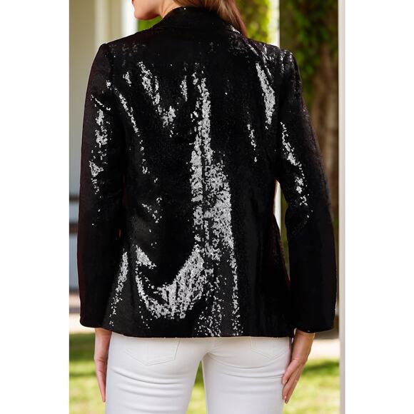 Sequin Nutcracker Christmas Holiday Blazer in Black - Picture 3 of 9